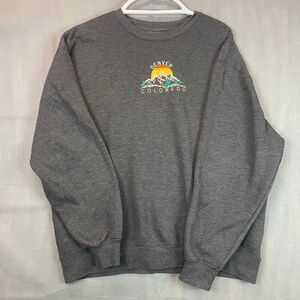 Denver Colorado Lone Rock Sweatshirt Men’s XL Gray Embroidered Casual Warm